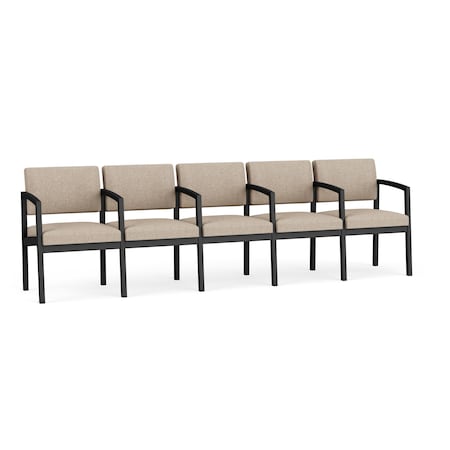 Lesro Lenox Steel 5 Seater with Center Arms, Stone (Beige) Seat, Stone Back, 106.5 W 24.5 L 32 H LS5103
